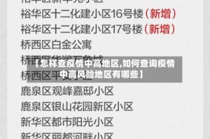 【怎样查疫情中高地区,如何查询疫情中高风险地区有哪些】