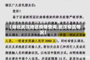 【湖北武汉地区疫情查询,武汉疫区情况】