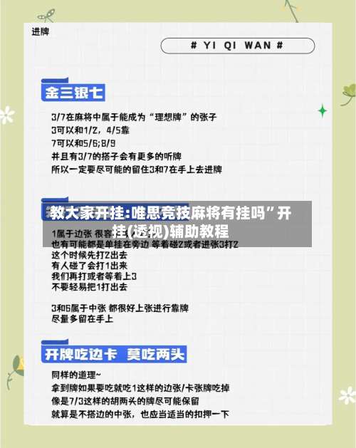 教大家开挂:唯思竞技麻将有挂吗	”开挂(透视)辅助教程-第1张图片